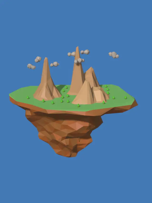 Low Poly Floating Island scene in Blender